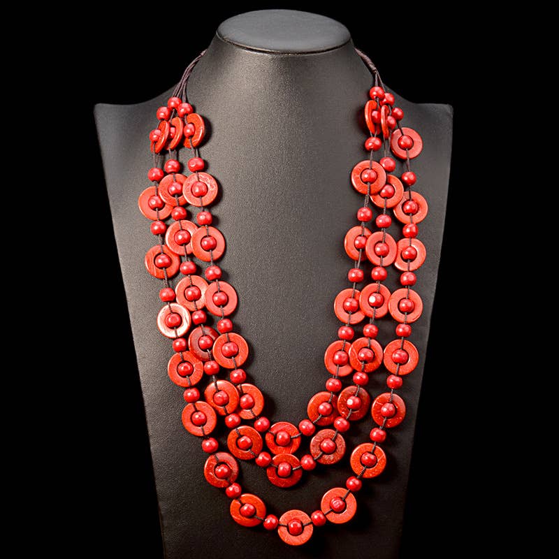 Tourtiwi - Venta al por mayor Collares de cuentas/perlas - Collar de concha de coco tejido a mano en capas múltiples.5