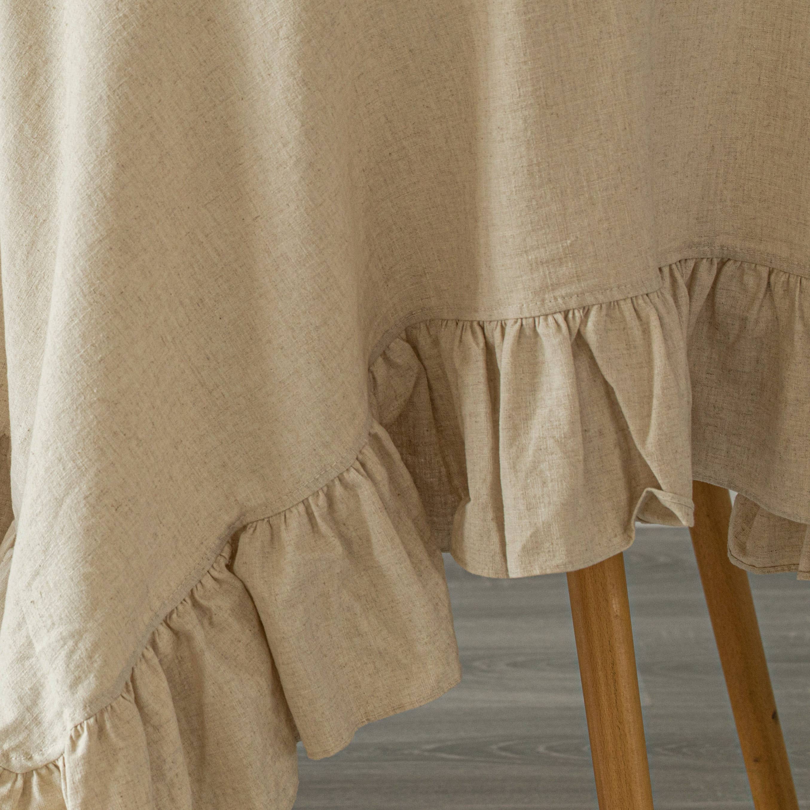 Quickway Imports - Wholesale Tablecloth - Deerlux 100% Pure Linen Washable Tablecloth with Ruffle Trim8