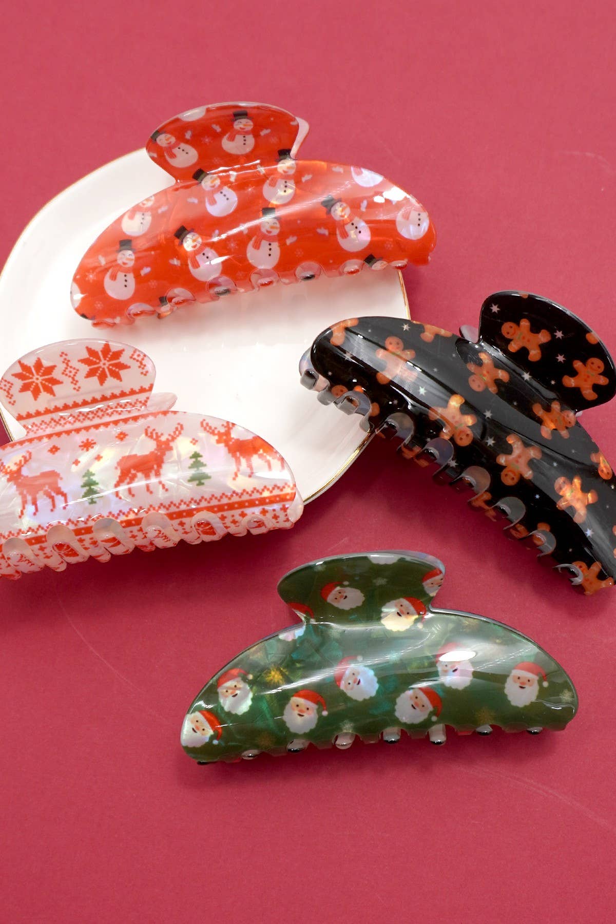 JOSSLYN by wall to wall – Clips para cabelo - Mulher por atacado – GARRA DE CABELO NATALÍCIA ÁRVORE DE NATAL PAI NATAL BOLACHA DE GENGIBRE | 40H10275