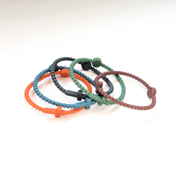 Grace Notes Ltd. - Christian Art and Gifts - Wholesale Prayer Beads Bracelet - Faith Silicone Cross Bracelets - Multicolor Packs of 53