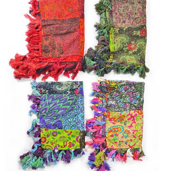 Zig Zag Asian Collection - Wholesale Scarf – Women's - Patchwork Scarf with Tassels7