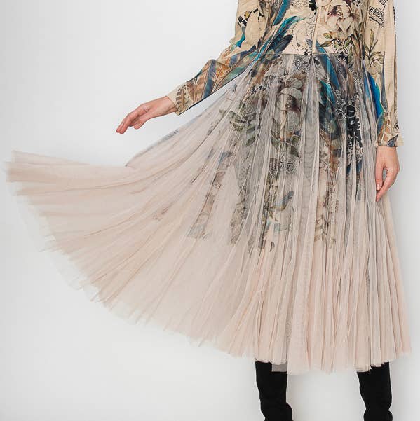 Chic Contrast Longline Blazer Jacket With Mesh Tulle Panel - 4773TP FEA FL for wholesale by Origami Apparel ~ Lace and Crochet inspired