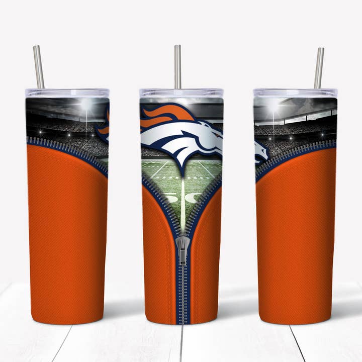 Denver Broncos Zipper 20oz Straight Tumbler Transfer for wholesale by Rustic Pineapple
