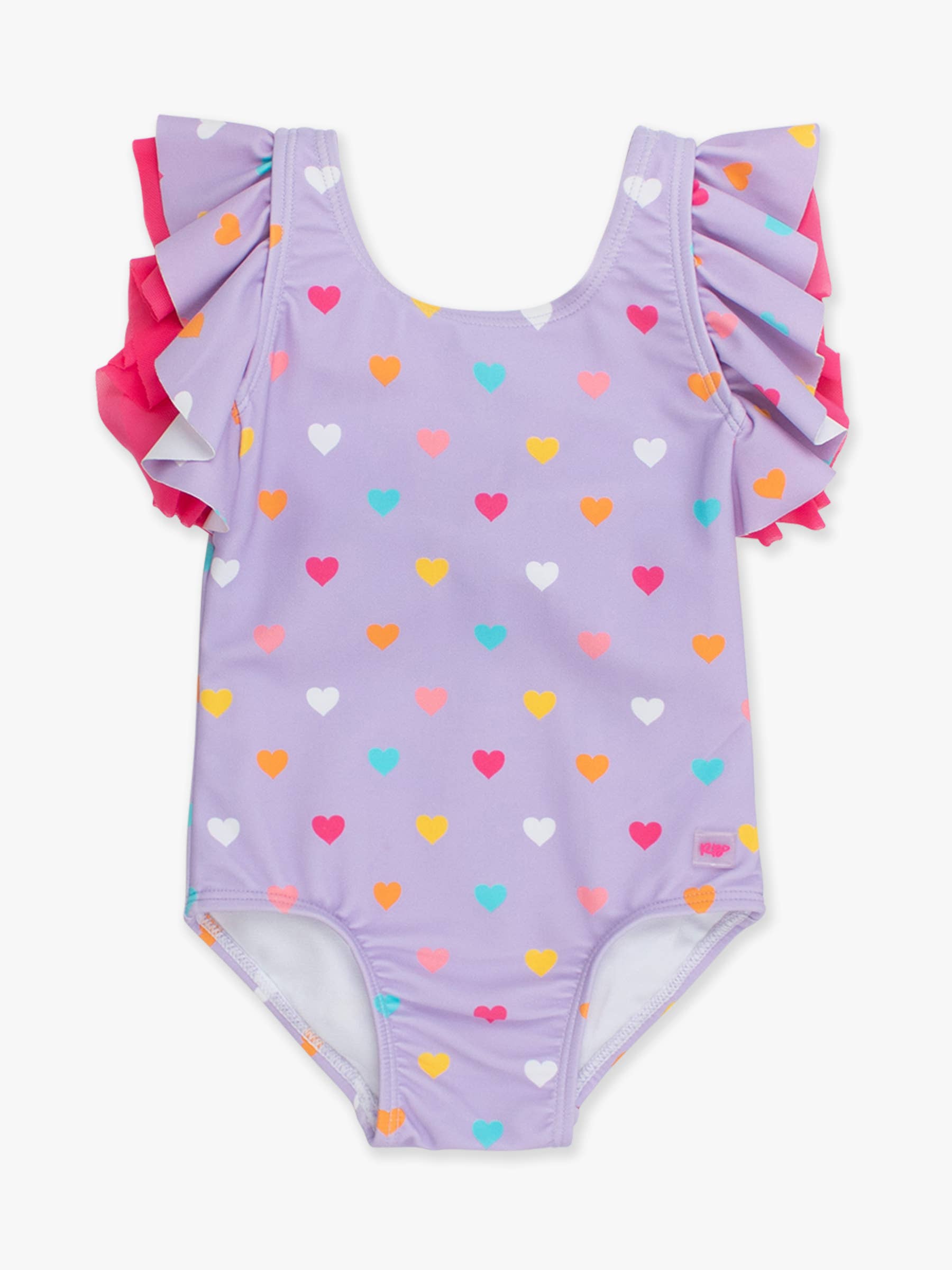 Lila Flickor Lavendel Färgglada Hjärtan Fjärilsärm Baddräkt i Ett Stycke för wholesale på Faire8