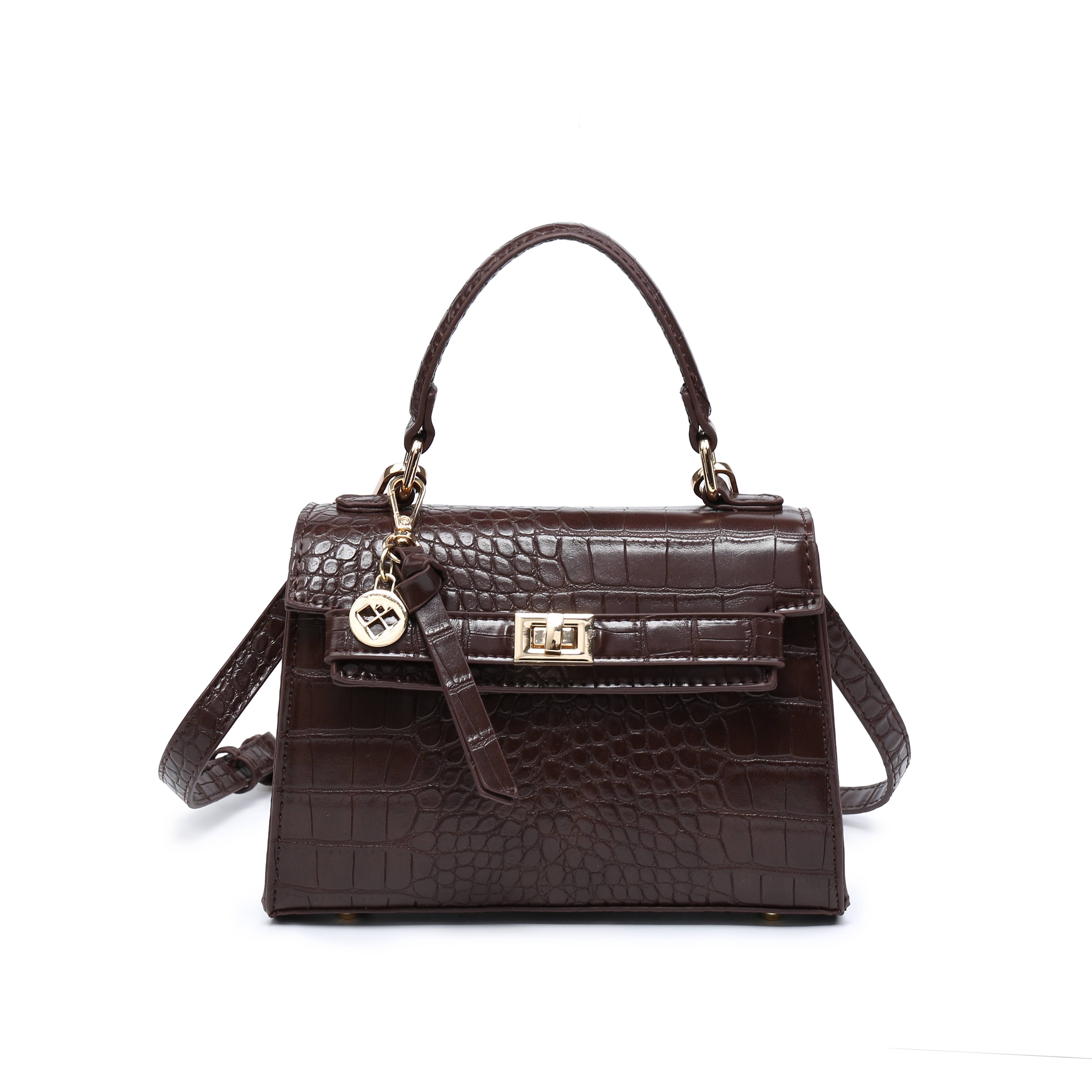 Papaya Fashion Ltd - Wholesale Top Handle Bag - Women's - CC119-Top Handle Flap Twist Lock Tassel Charm Grab Bag1