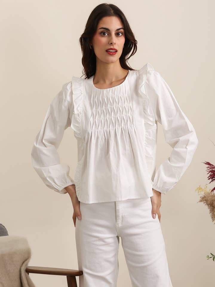 31892 CAMICIA CON IMPUNTURE SUL PETTO per la vendita all'ingrosso da parte di Daphnea