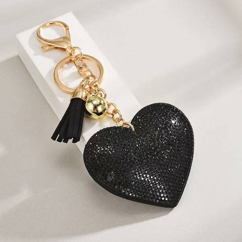 Ladylande - Wholesale Keychain - Women's - heart-shaped rhinestone leather keychain with tassels5