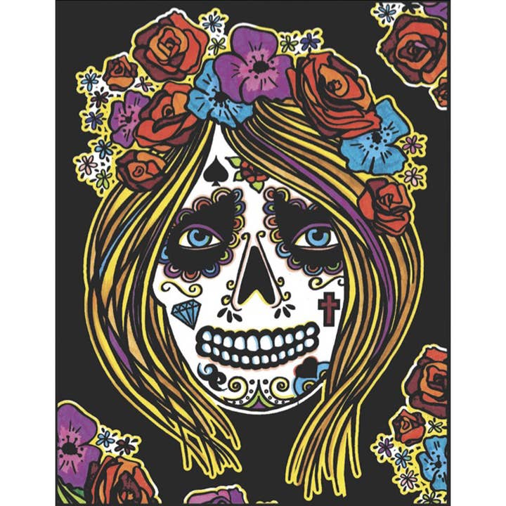 Colorvelvet - Venta al por mayor Libro para colorear - Niños y bebés - Calavera de mujer diseño en terciopelo para colorear 100% hecho en It