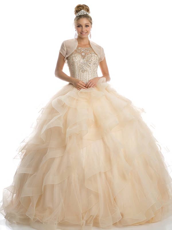 SWEETHEART HIGH NECKLINE AND A RUFFLED TULLE BALL GOWN for wholesale by Juliet