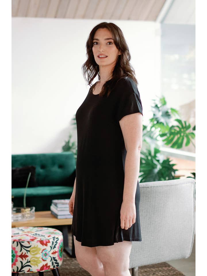 YALA – Camisa de noite – Mulher por atacado – CAMISOLA DE BAMBU DE GRANDES DIMENSÕES COM MANGA DE BONÉ PENELOPE3