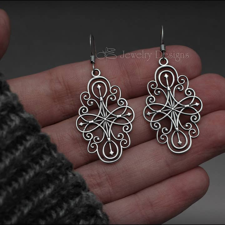 Sterling Filigree Compass Earrings for wholesale by LE Jewelry Designs