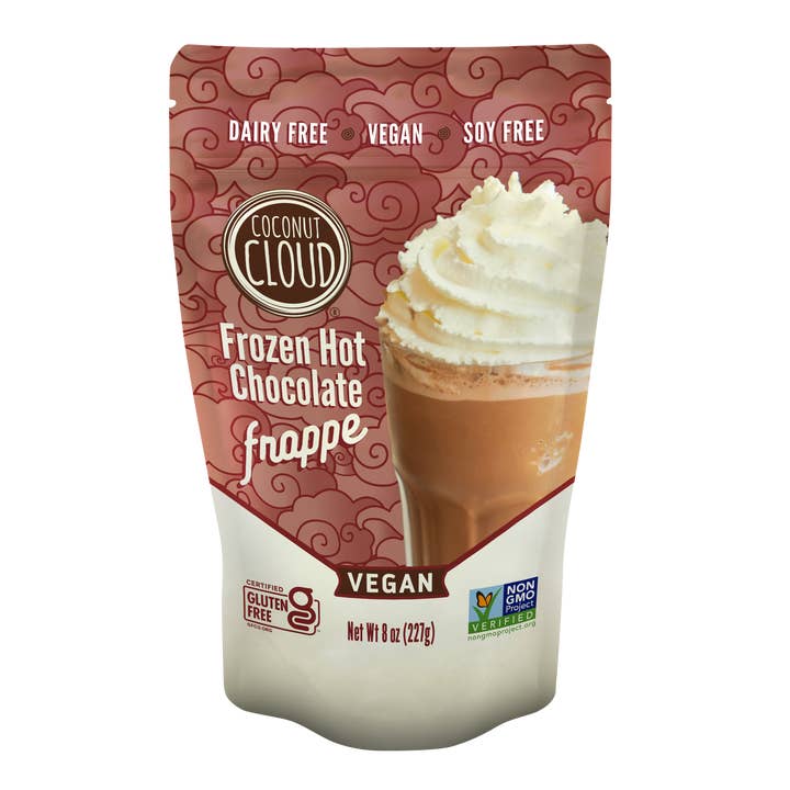 Frozen Hot Chocolate Frappe, vegan, dairy free for wholesale by Coconut Cloud