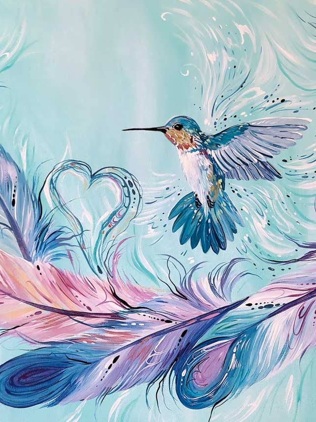 Hummingbird Feathers By Artist Carla Joseph for wholesale by Indigenous Puzzles and Art