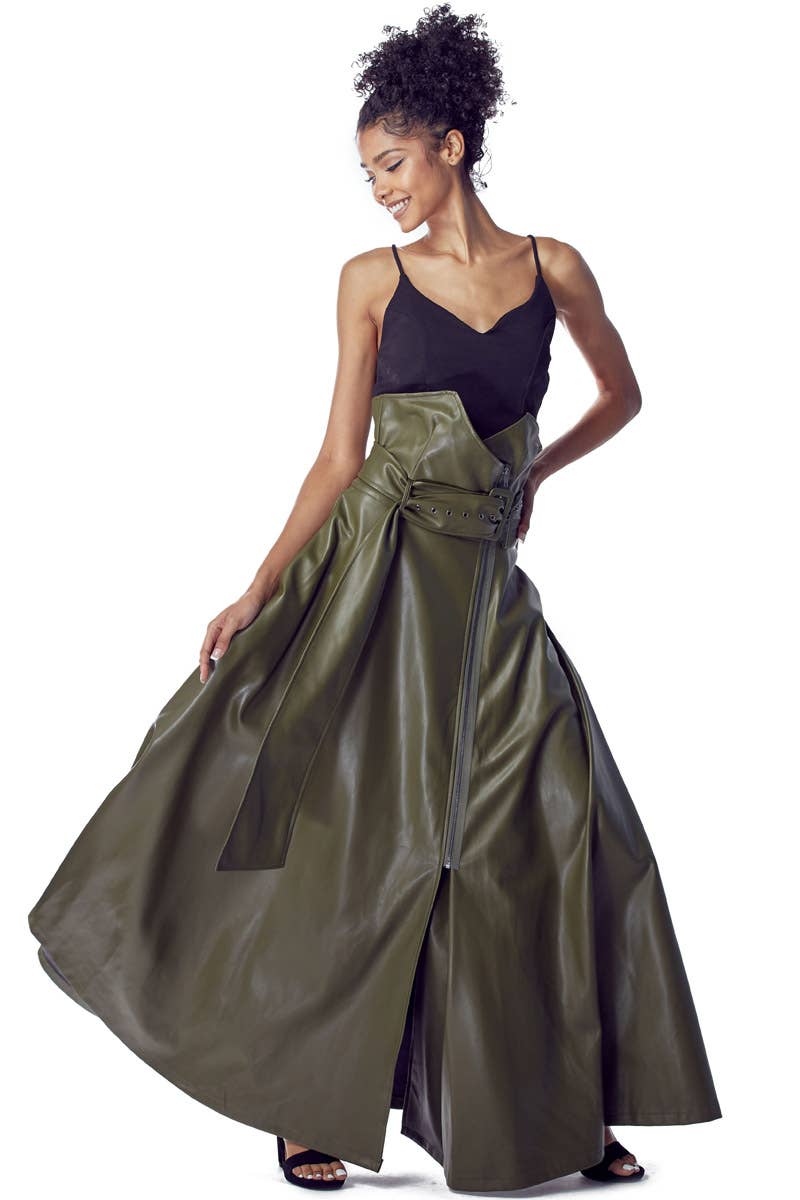 TOV – Großhandel Rock – Damen – [SK4101] Hochtaillierter Rock aus veganem Leder8