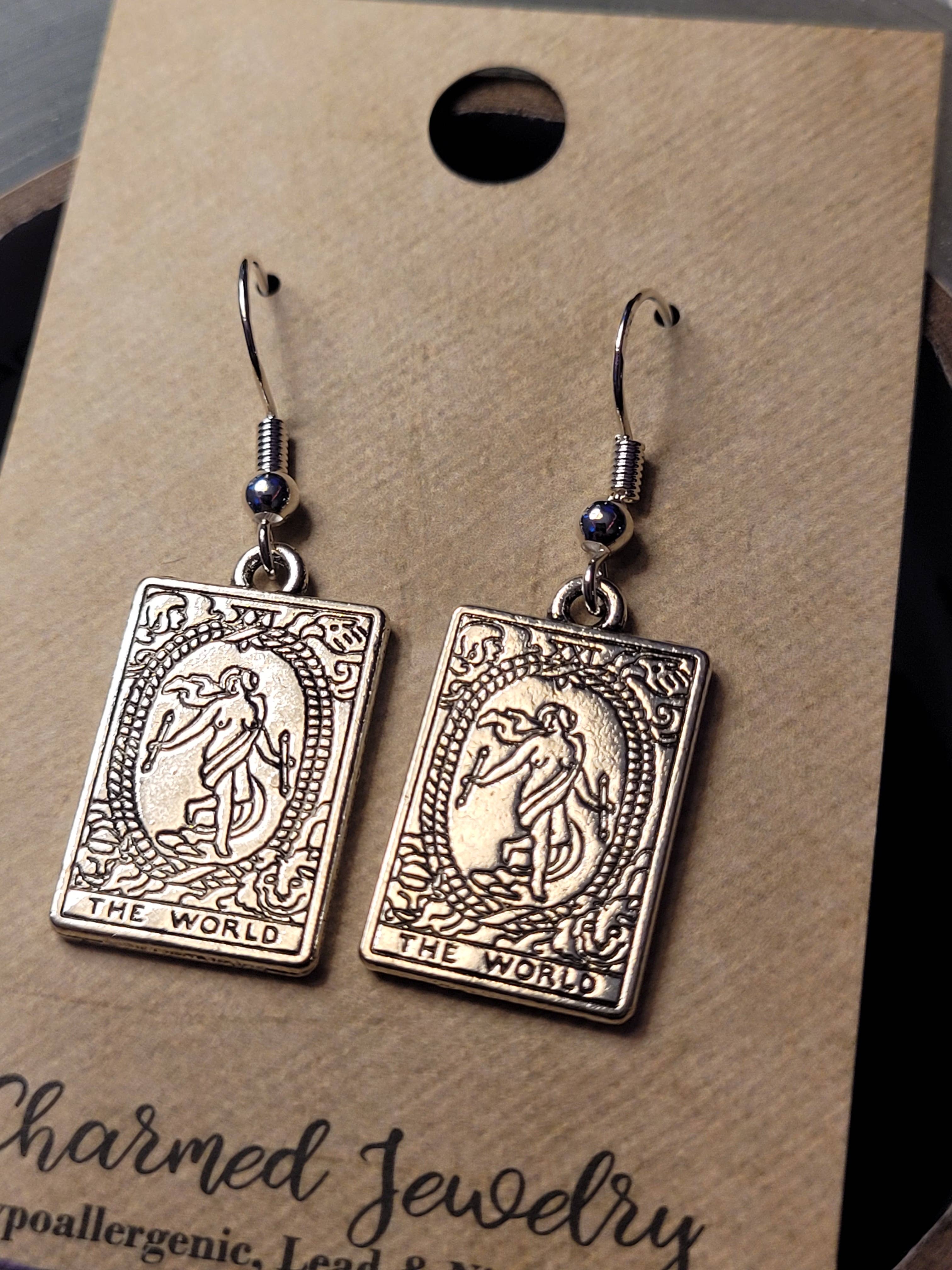 Con-Quest Crafts - Wholesale Dangle Earrings - Silver Tarot cards Earrings - Various card designs.11