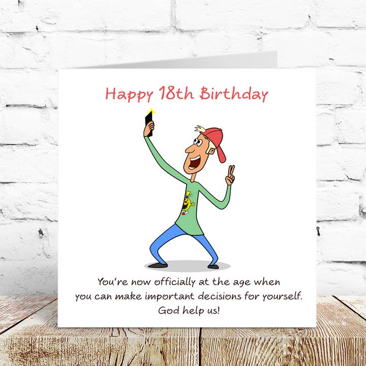 Swizzoo Cards - Vente Cartes d'anniversaire - Carte de 18e anniversaire amusante pour fils, frère, neveu, petit-fils, filleul, petit ami ou tout autre ami de sexe masculin Carte amusante de 18e anniversaire pour homme, garçon, adolescent, humoristique, dix-huit ans grossier et effronté et amusant1