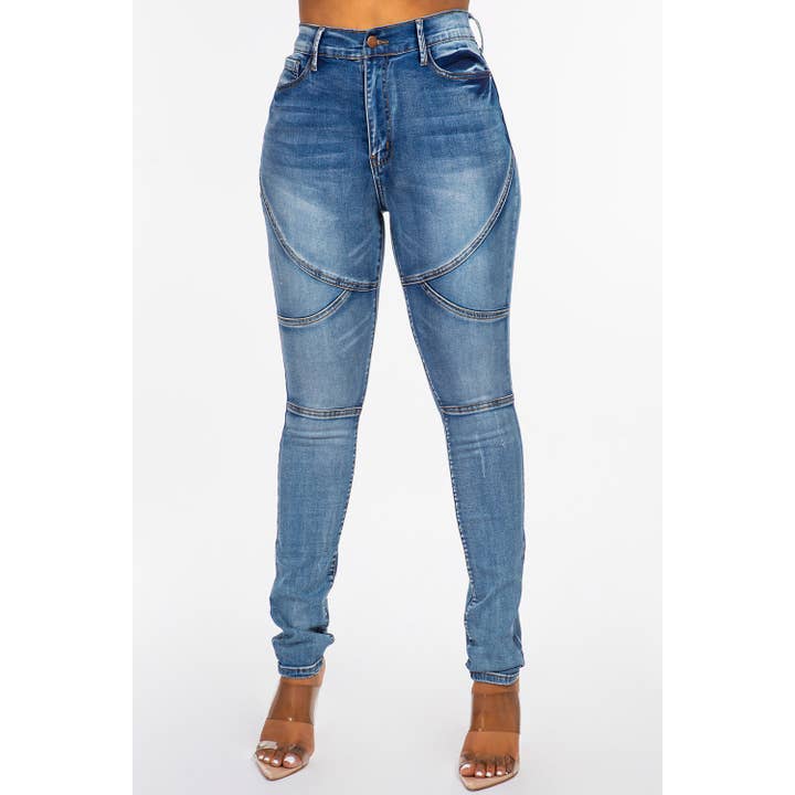 Blue Turtle - Wholesale Jeans - Women's - Seamed High Rise Skinny Jean Light Blue DH20237