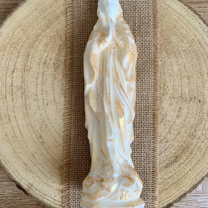 GREENRANN - Wholesale Decorative figurine - Madonna (Virgin Mary) in wax color White Pearly Gold1