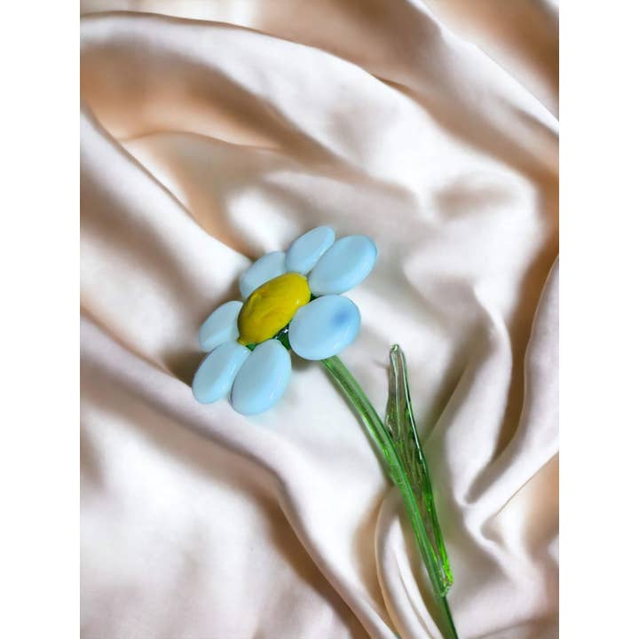 Glass by Iness - Wholesale Artificial Flowers - White Glass Daisy - Handcrafted Long Stem Flower1