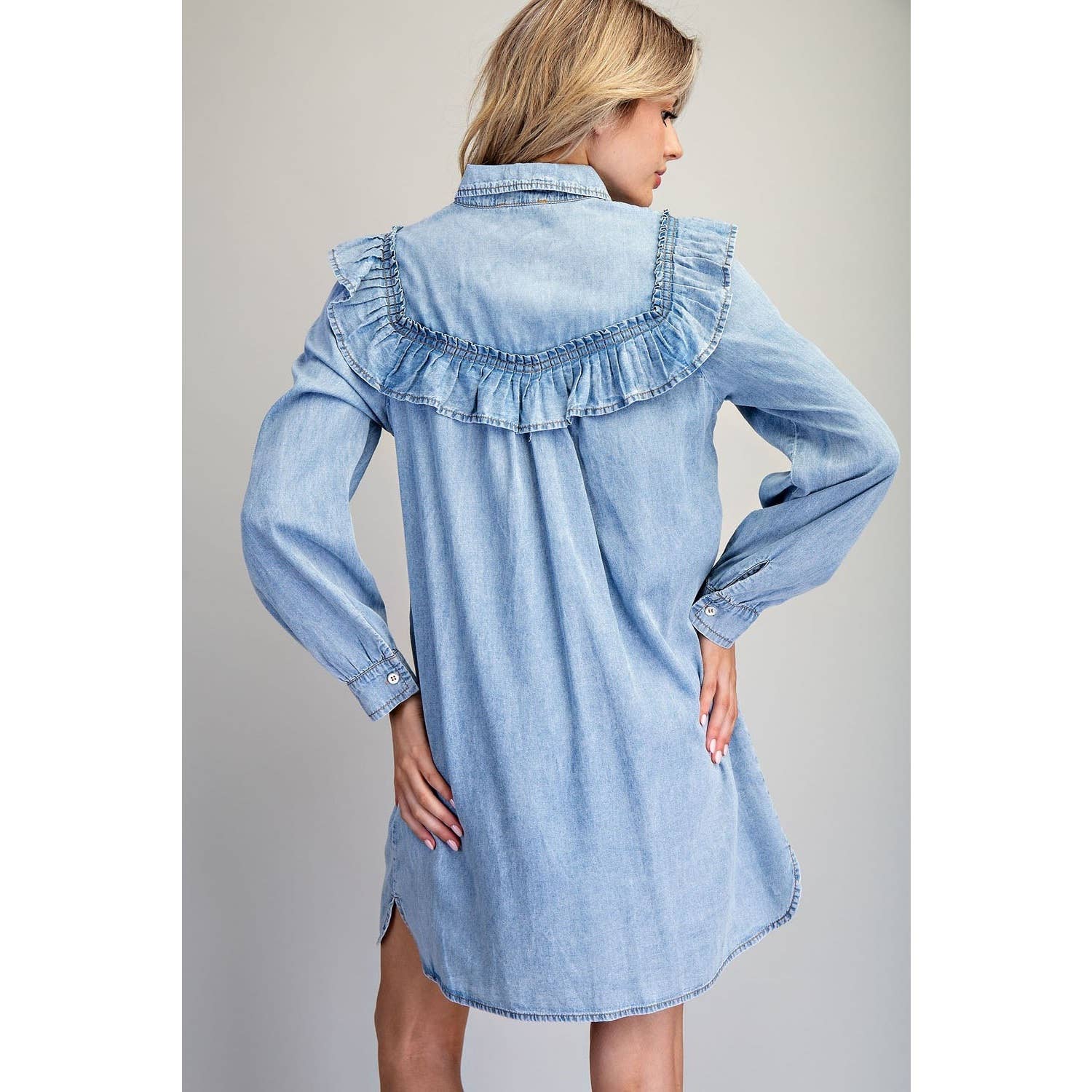 DENIM  Long Sleeve Mini Dress for wholesale on Faire5