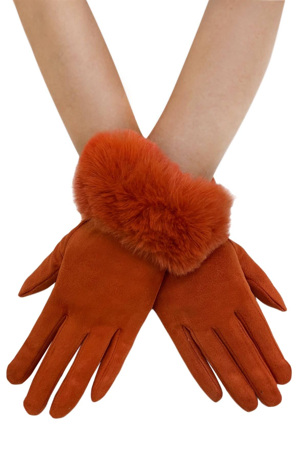 Fashion Scarf World - Venta al por mayor Guantes - Mujer - Guantes de ante con pantalla táctil y ribete de piel sintética5