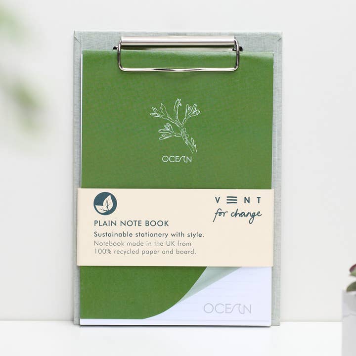 A5 Clipboard & Pad - Recycled Ocean Plastics - Algae Green for wholesale by VENT for Change USA