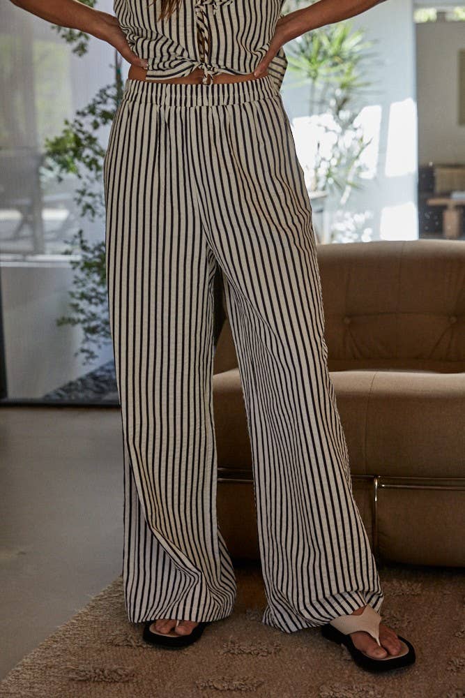Ivory Denim L8156 | Woven Polyester Cotton Viscose Striped Pants for wholesale on Faire0