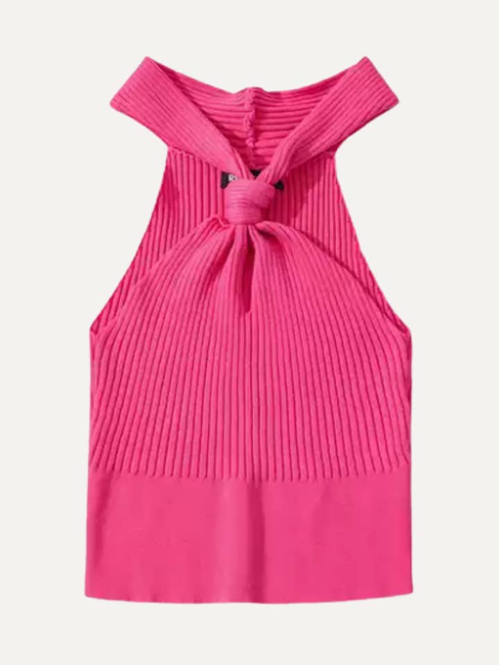 Lisbon Rib Knit Tank Pink for wholesale by Jasmine Alexa