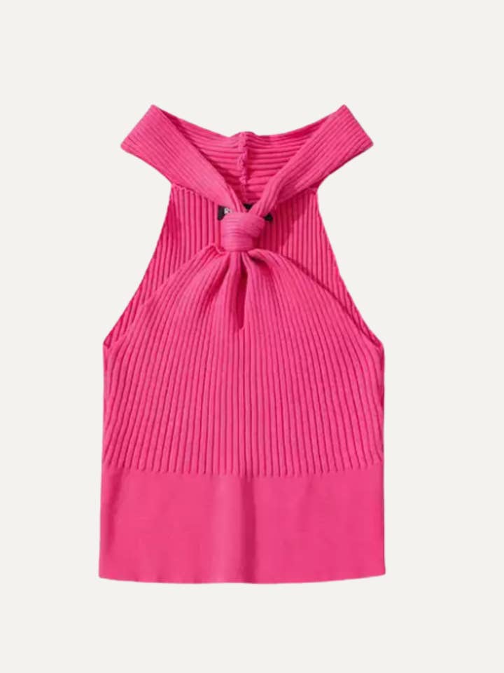 Lisbon Rib Knit Tank Pink for wholesale by Jasmine Alexa