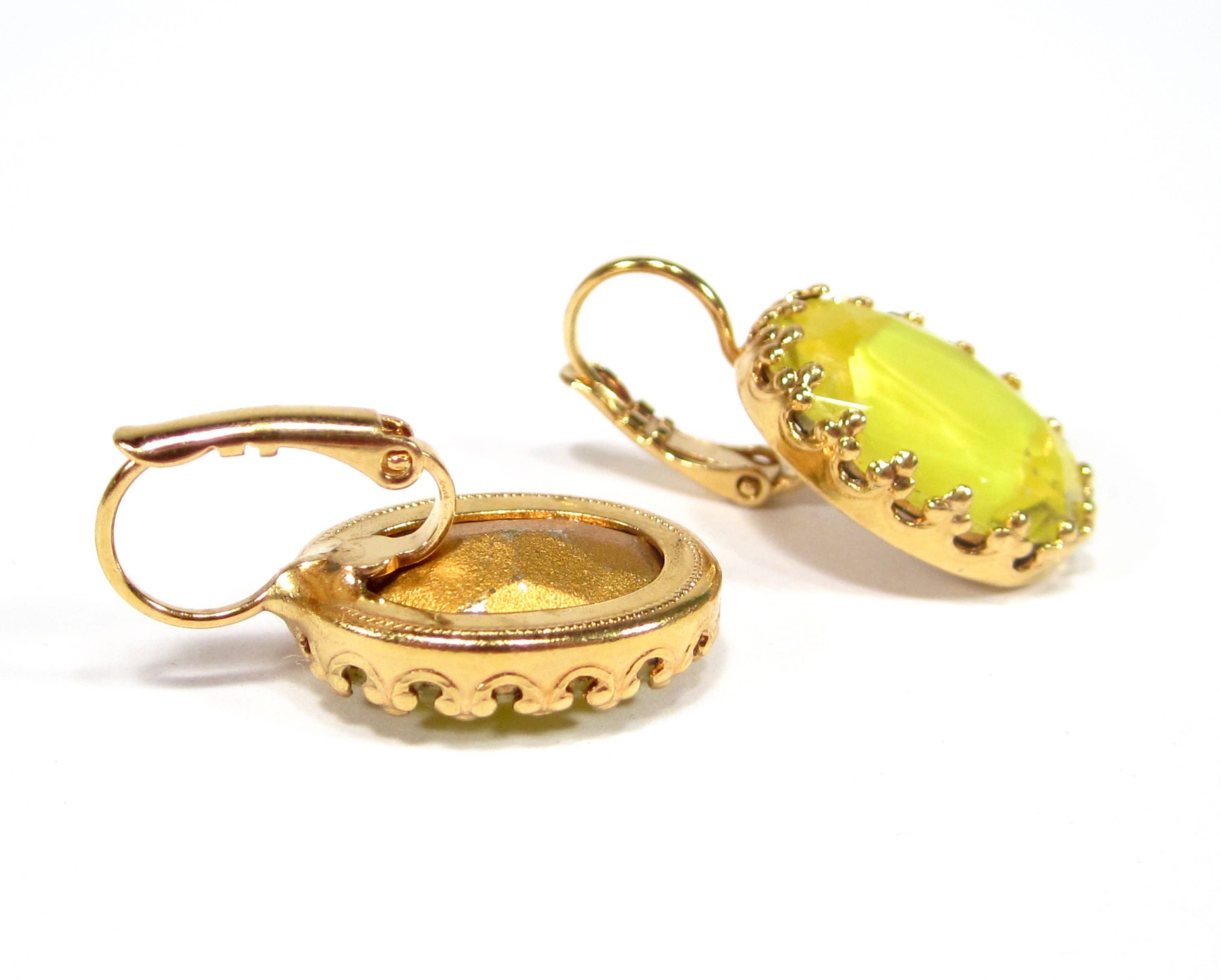 SoHo Schmuckmanufaktur - Wholesale Dangle Earrings - Unique Yellow Gold Earrings Vintage Glass2