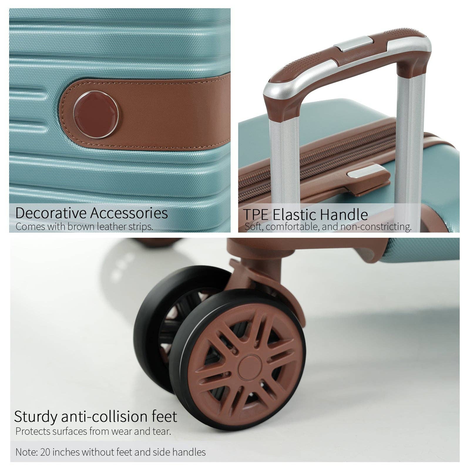 39F Inc. - Wholesale Luggage - 4-Piece Blue ABS Luggage Set (16/20/24/28") w/TSA Lock5