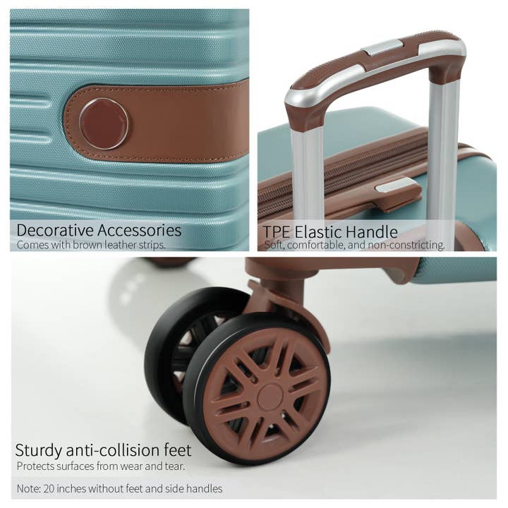 39F Inc. - Wholesale Luggage - 4-Piece Blue ABS Luggage Set (16/20/24/28") w/TSA Lock5