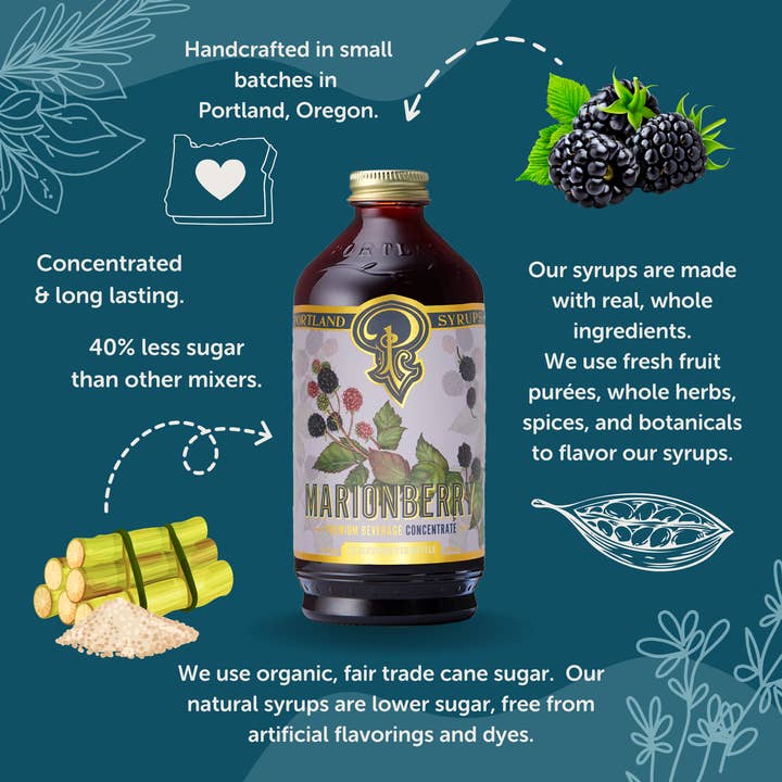Portland Syrups - Wholesale Cocktail Mix/Syrup - Marionberry Syrup 12oz - cocktail / mocktail beverage mixer