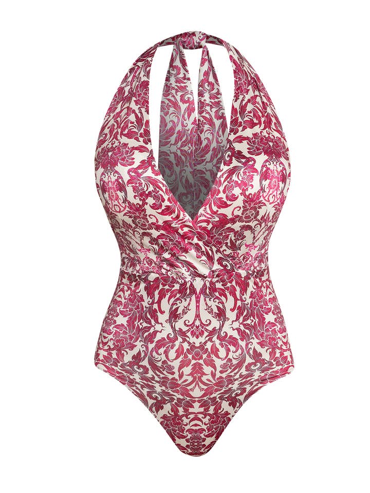 BADESUIT I ÉT STYKKE MED DYB UDSKÆRING - ASIA BORDEAUX for engroshandel hos Fashion Roots