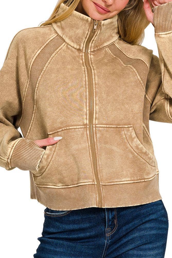 Vanilla Monkey – Blusão - Mulher por atacado – Casaco Acid Wash Zip Up Fleece7