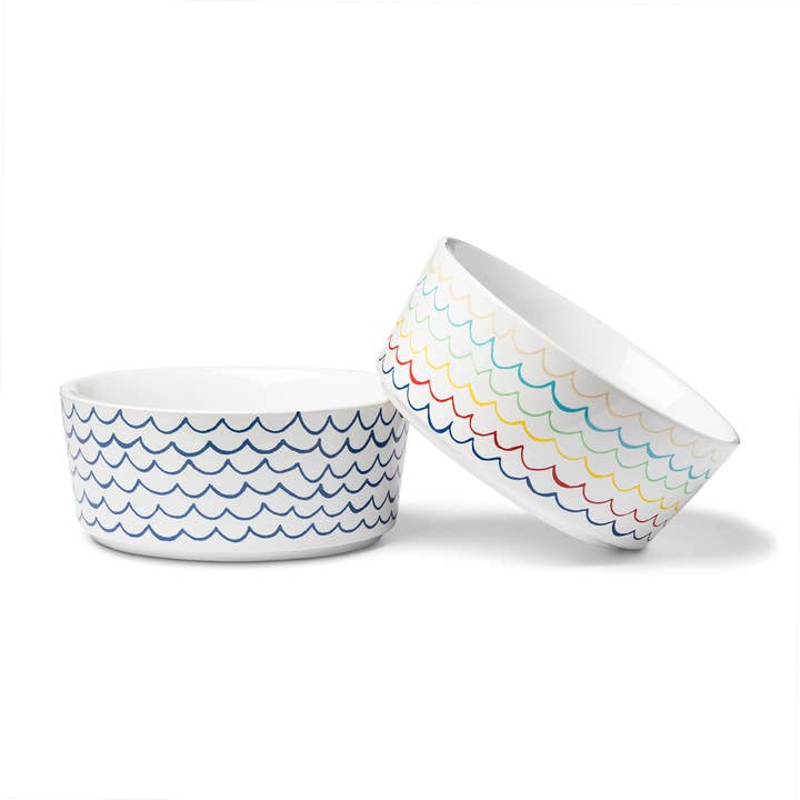 Sketched Wave Ceramic Dog Bowl for wholesale by Waggo