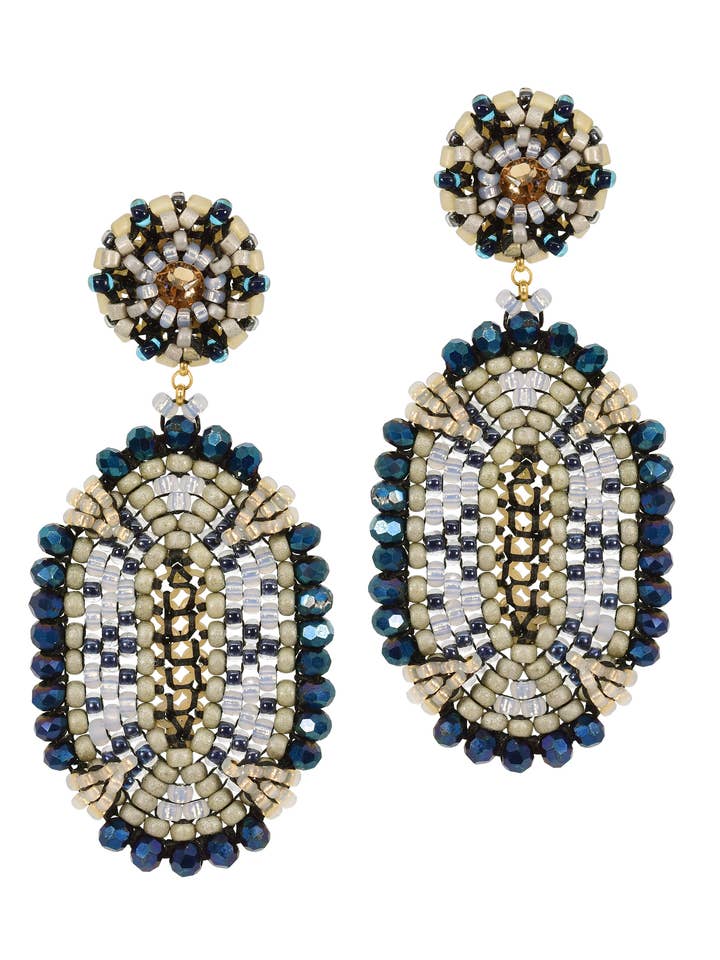 Ovale Ioliet Oorhangers aan een Steker voor wholesale door Miguel Ases