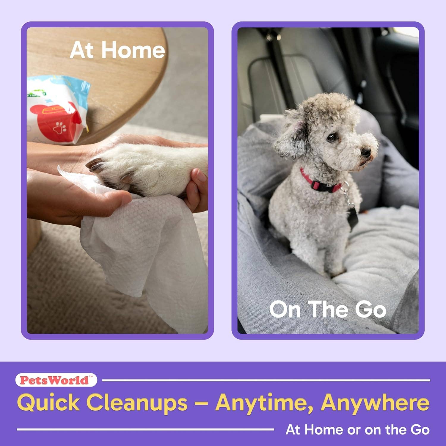 PetsWorld Inc - Wholesale Pet Grooming Aid - Dog - PetsWorld Unscented Pet Wipes – 50 Wipes, 1 Pack4