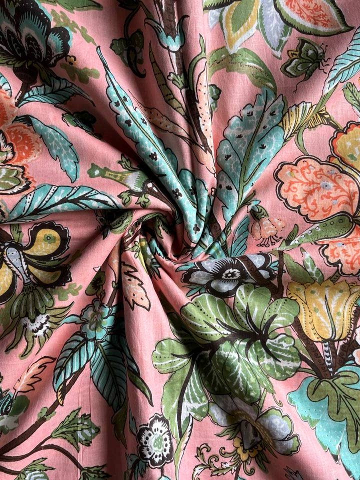 Sanganeri Floral Craft Indian Hand Print Dressmaking Cotton for wholesale by Bhawana Handicrafts