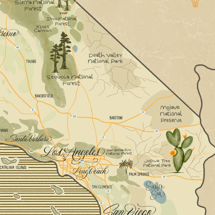 Traveling Calligrapher - Wholesale Art Print - California Map Print (3 sizes)