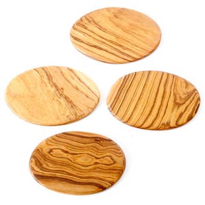 Olive Wood Coasters - Set of 4 Square Wooden Coasters