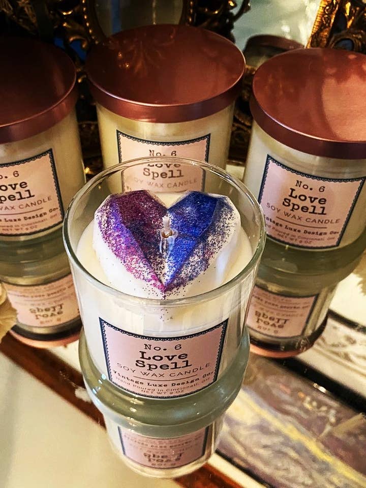 Love Spell 9 Oz. Soy Wax Candle * Vintage Luxury Scent for wholesale by Vintage Luxe Design Co.
