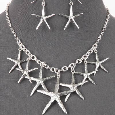 FR5399 Bold Starfish metalen halskettingset voor wholesale door 0011 PREMIERE