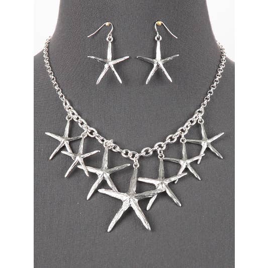 0011 PREMIERE – wholesale Smycken – FR5399 Djärv sjöstjärna metallhalsbandssats