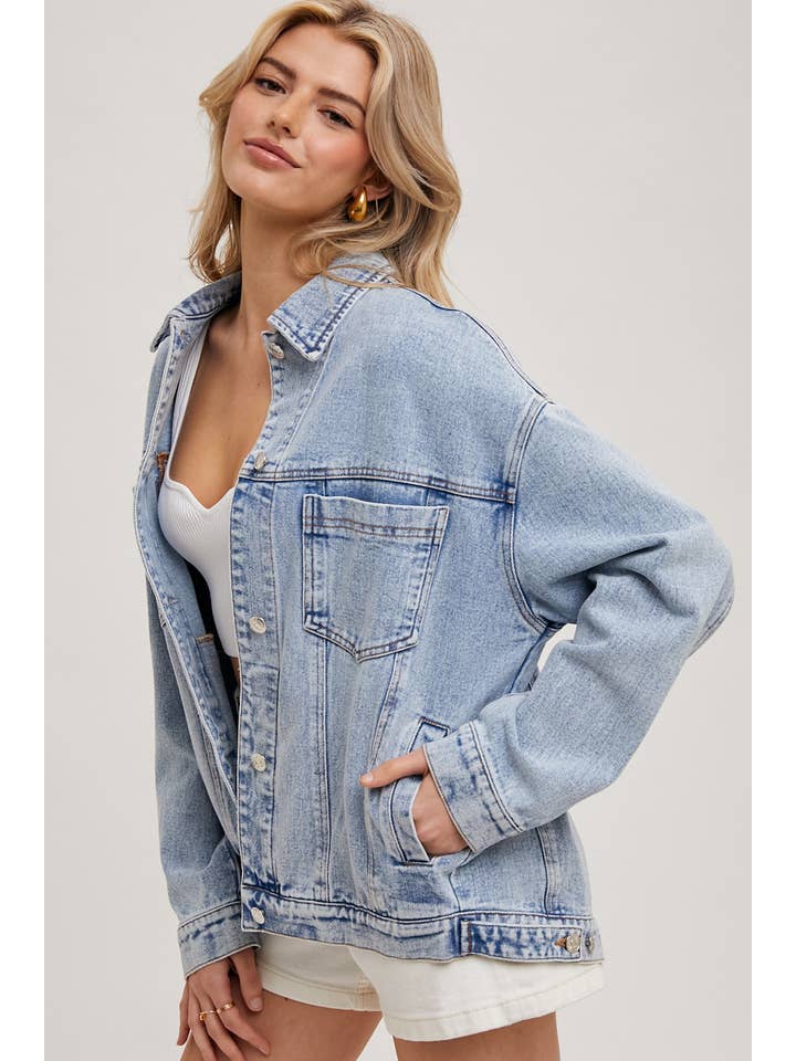 Bluivy - Venta al por mayor Cazadora vaquera - Mujer - Chaqueta oversized de mezclilla con botones51