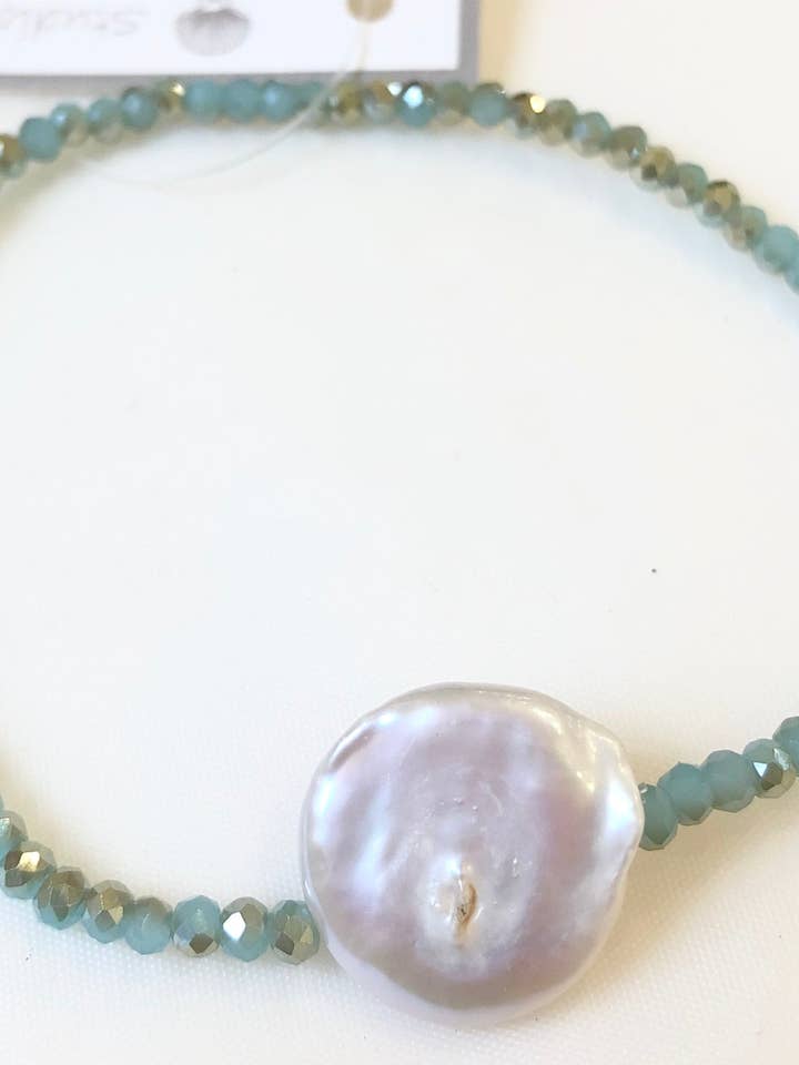 #763b Armband van kristal met muntparels voor wholesale door Studio G