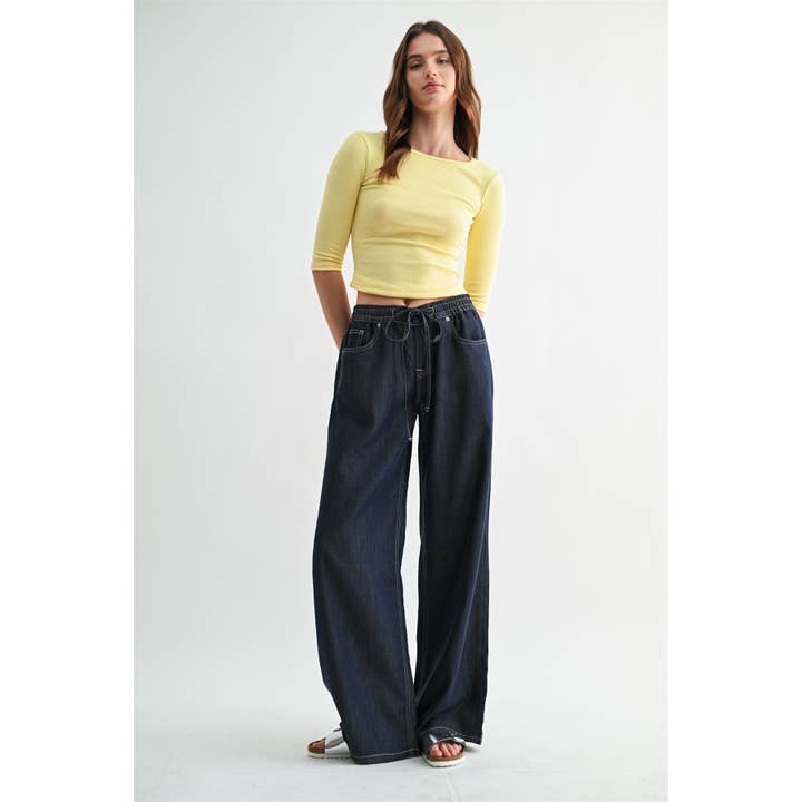 HIGH RISE WIDE LEG JOGGER for wholesale by Mica Denim