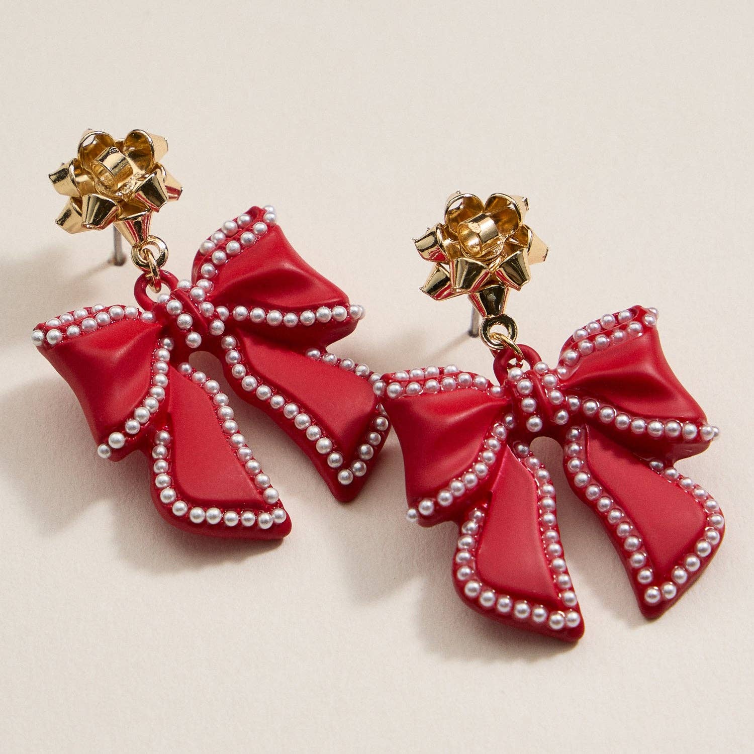Frem - Wholesale Dangle Earrings - Christmas Bow Enamel Dangling Earrings2