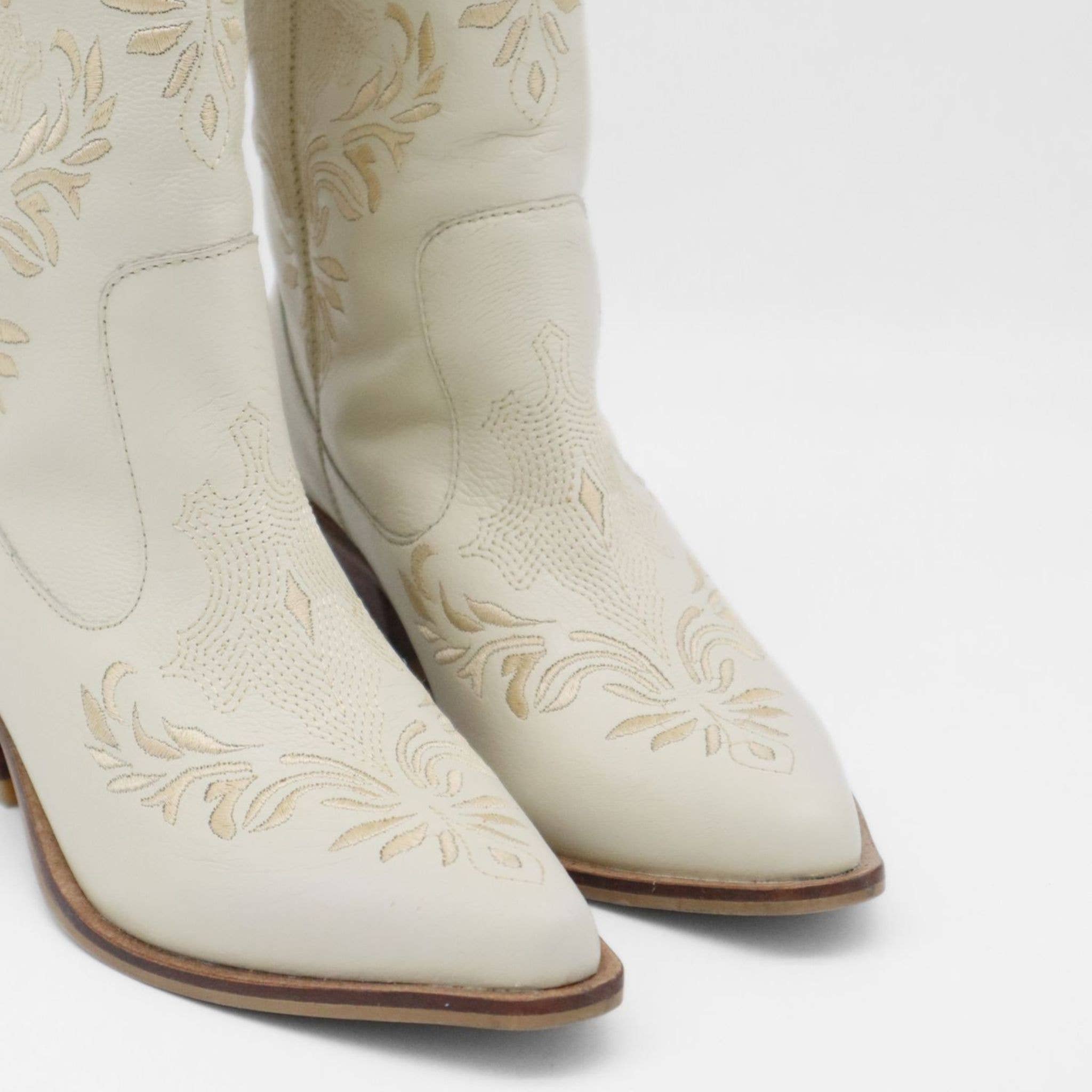 Jolene western cowboy boots in ivory leather women shoes for wholesale on Faire3