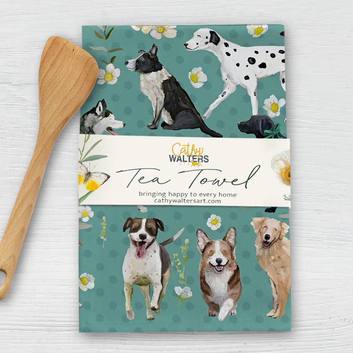 Cathy Walters Art - Wholesale Tea Towel - All the Dogs Tea Towel1